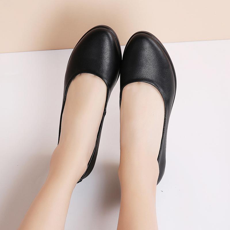Women Shallow Office Work Loafers Round Toe Soft Comfortable Casual Convenient Slip On Walking