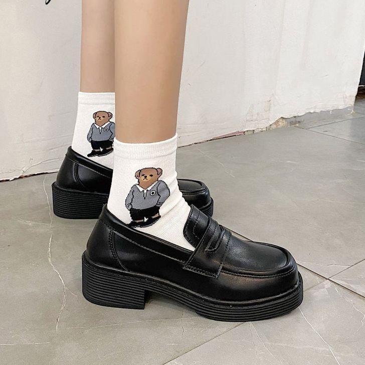 Dress Shoes Mary Jane Girls Japanese School Jk Uniform Accessories Lolita College Gothic PU Leather Platform High Quality, Black