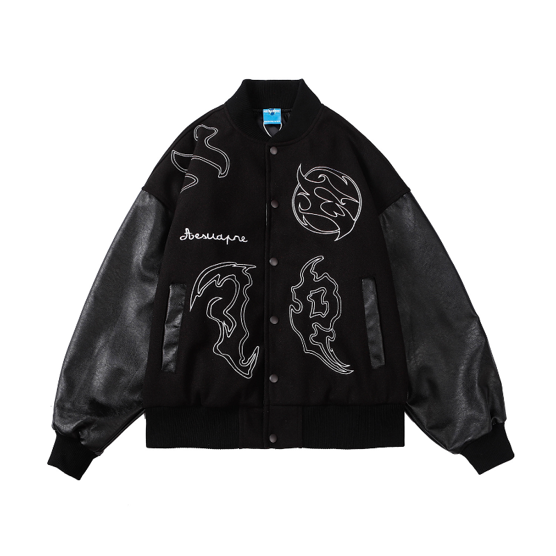 Men's Jackets Vibe Style Letter Embroidery Punk Men Hip Hop Baseball Jacket Leather Sleeve Patchwork Bomber Women Vintage Coat Chaqueta Homb, Black
Men's Jackets Vibe Style Letter Embroidery Punk Men Hip Hop Baseball Jacket Leather Sleeve Patchwork Bomber Women Vintage Coat Chaqueta Homb, Black