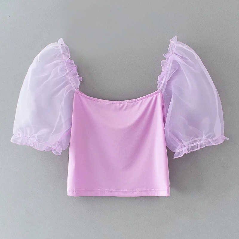 vintage women bomb purple blouses summer fashion ladies elegant short blouse party female knitwear tops girls chic 210527