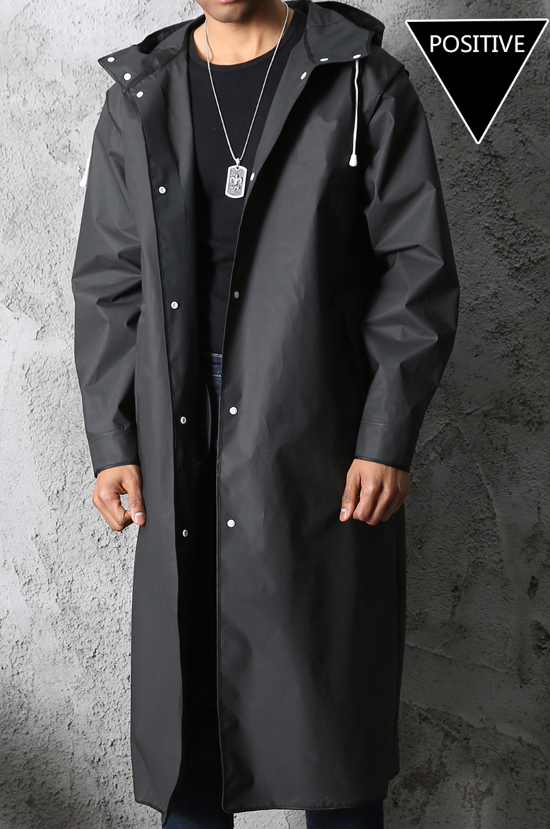 Black Fashion Adult Waterproof Long Raincoat Women Men Rain coat Hooded For Outdoor Hiking Travel Fishing
