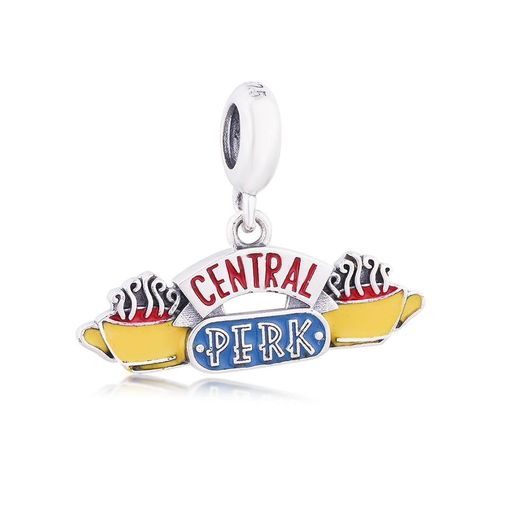 Fit Original Charm Bracelet 925 Sterling Silver Friends Pendant Central Perk Coffee Shop Bead For Making Women Retro Berloque