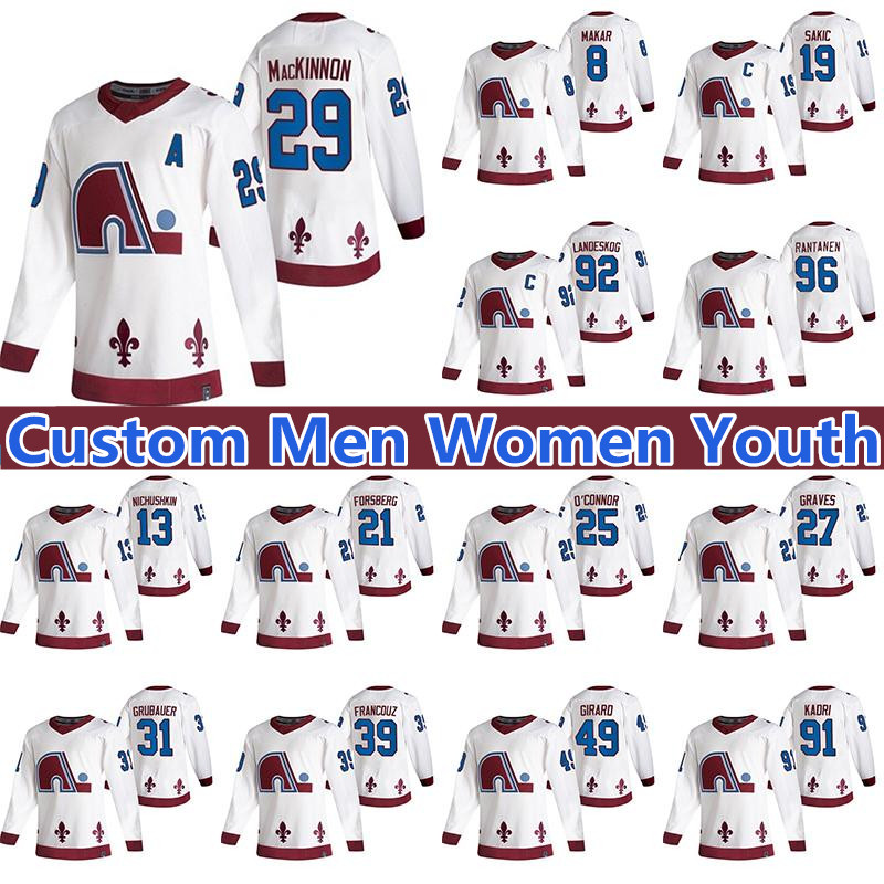 Colorado Avalanche Jerseys 2021 Hockey Reverse Retro Quebec Nordiques 8 Cale Makar 29 Nathan MacKinnon 6 Erik Johnson 96 Rantanen 19 sakic 3, Black;red
Colorado Avalanche Jerseys 2021 Hockey Reverse Retro Quebec Nordiques 8 Cale Makar 29 Nathan MacKinnon 6 Erik Johnson 96 Rantanen 19 sakic 3, Black;red