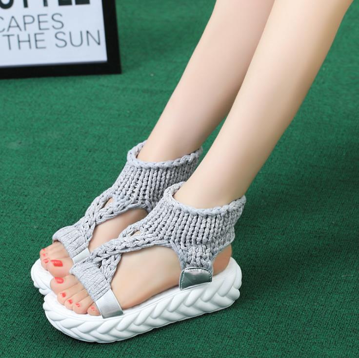 New Women Gladiator Sandals Flat Wool Shoes Summer Solid Platform Shoes Ladies Thick-bottomed Knitting Sandals Sandalias Zapatos, Black
New Women Gladiator Sandals Flat Wool Shoes Summer Solid Platform Shoes Ladies Thick-bottomed Knitting Sandals Sandalias Zapatos, Black