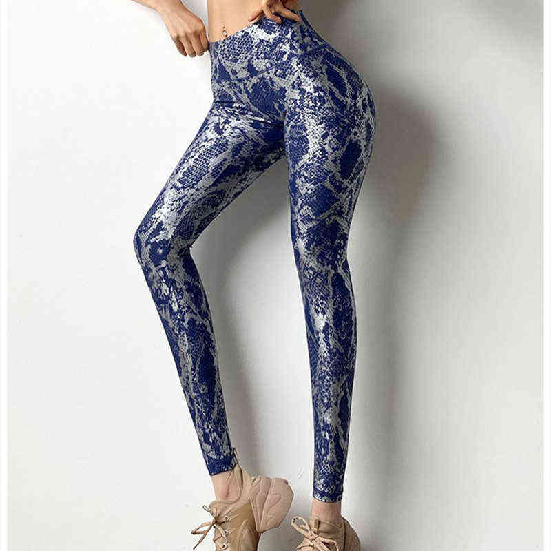 JIANWEILI Sexy Snake print leggings Women High waist Fitness Push up Hip lift workout Gym Pants Booty Slim 211204