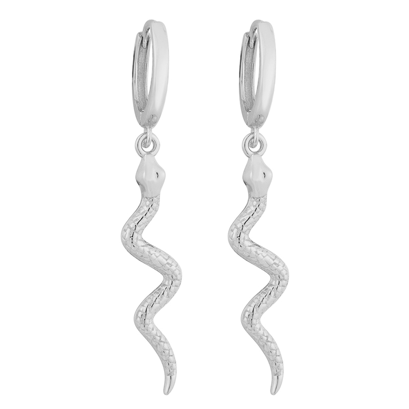 Authentic Fashion 925 Sterling Silver Long Serpentine Snake Tassel Hoop Earrings Gold Silver for Women's Punk Style Animal Earrings