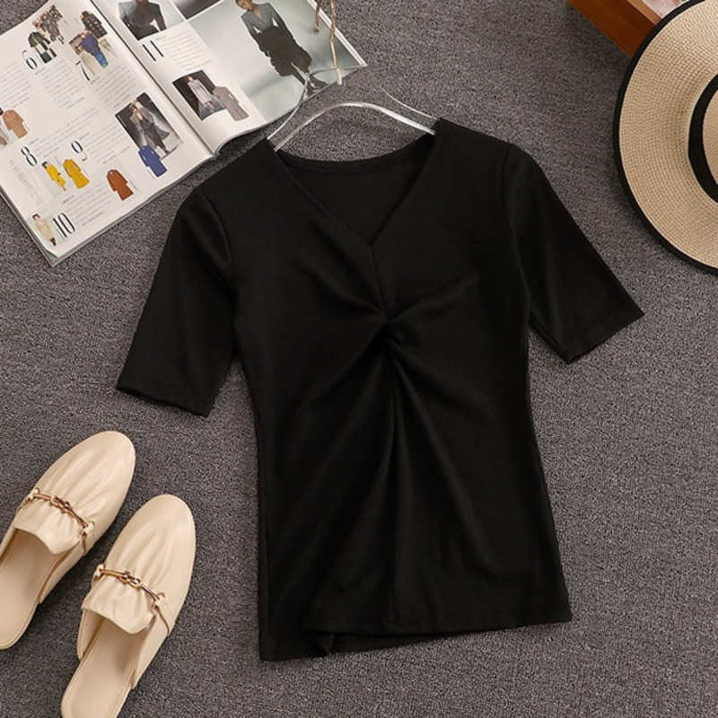 DEAT Women V-neck Short Sleeve Pleated Asymmetrical Skirt Short Two Piece Set Fashion Temperament Spring Summer 11D775 210709