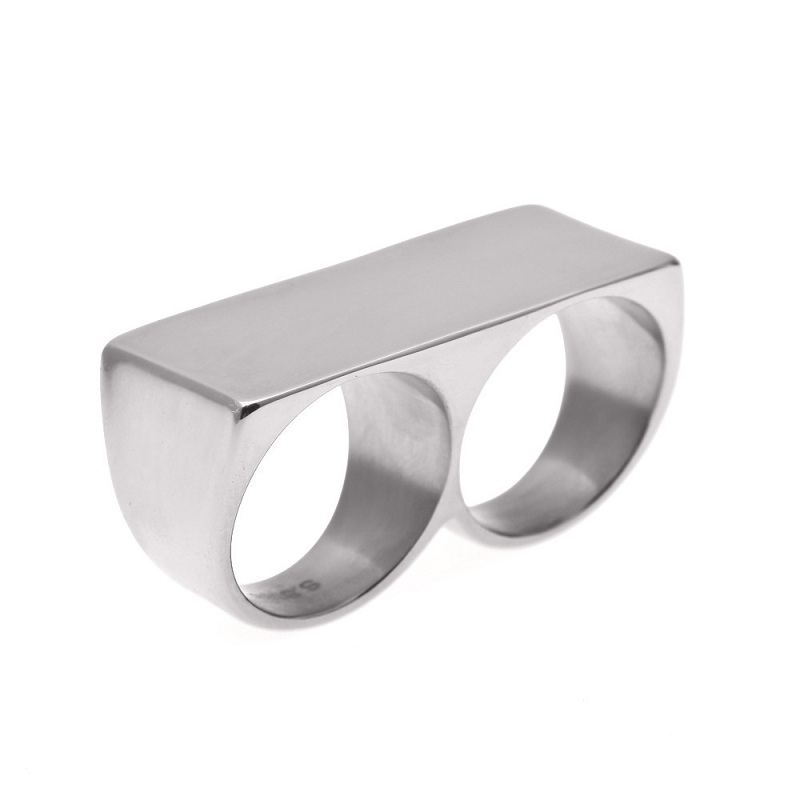 Free shipping Double Finger New Fashion Hip Hop Jewelry High Quality Stainless Steel Mens Gold Rings Free shipping