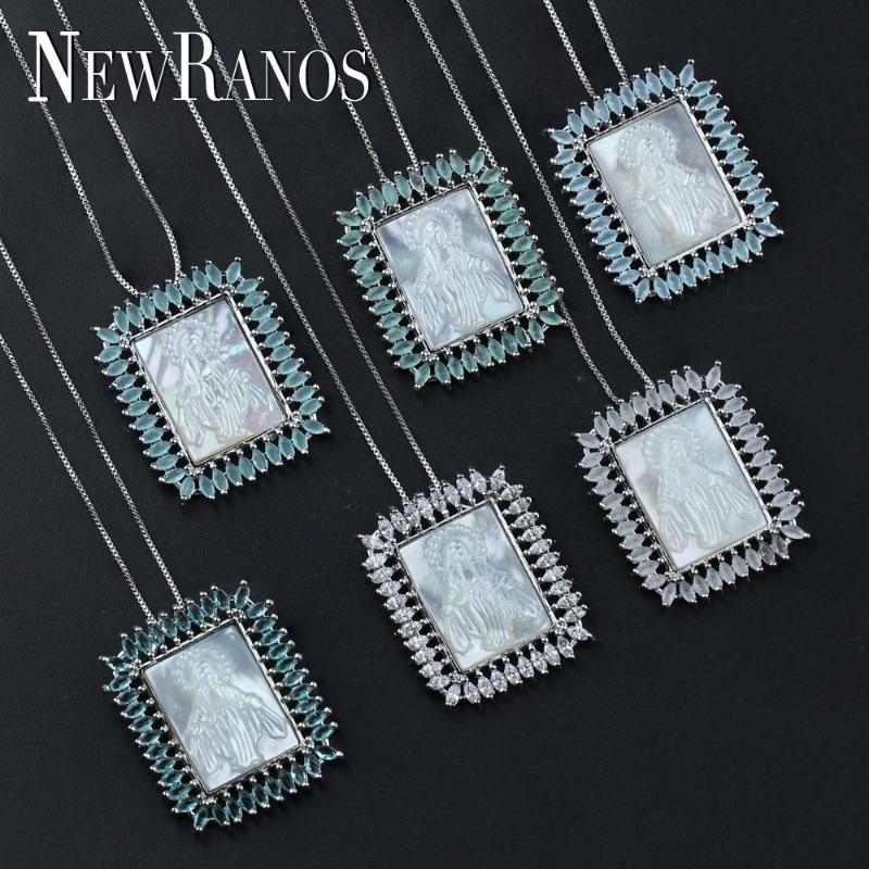 Pendant Necklaces Ranos 7 Colors Virgin Mary Necklace CZ Zirconias White Mother Pearl Fashion Jewelry For Women PGY034
Pendant Necklaces Ranos 7 Colors Virgin Mary Necklace CZ Zirconias White Mother Pearl Fashion Jewelry For Women PGY034