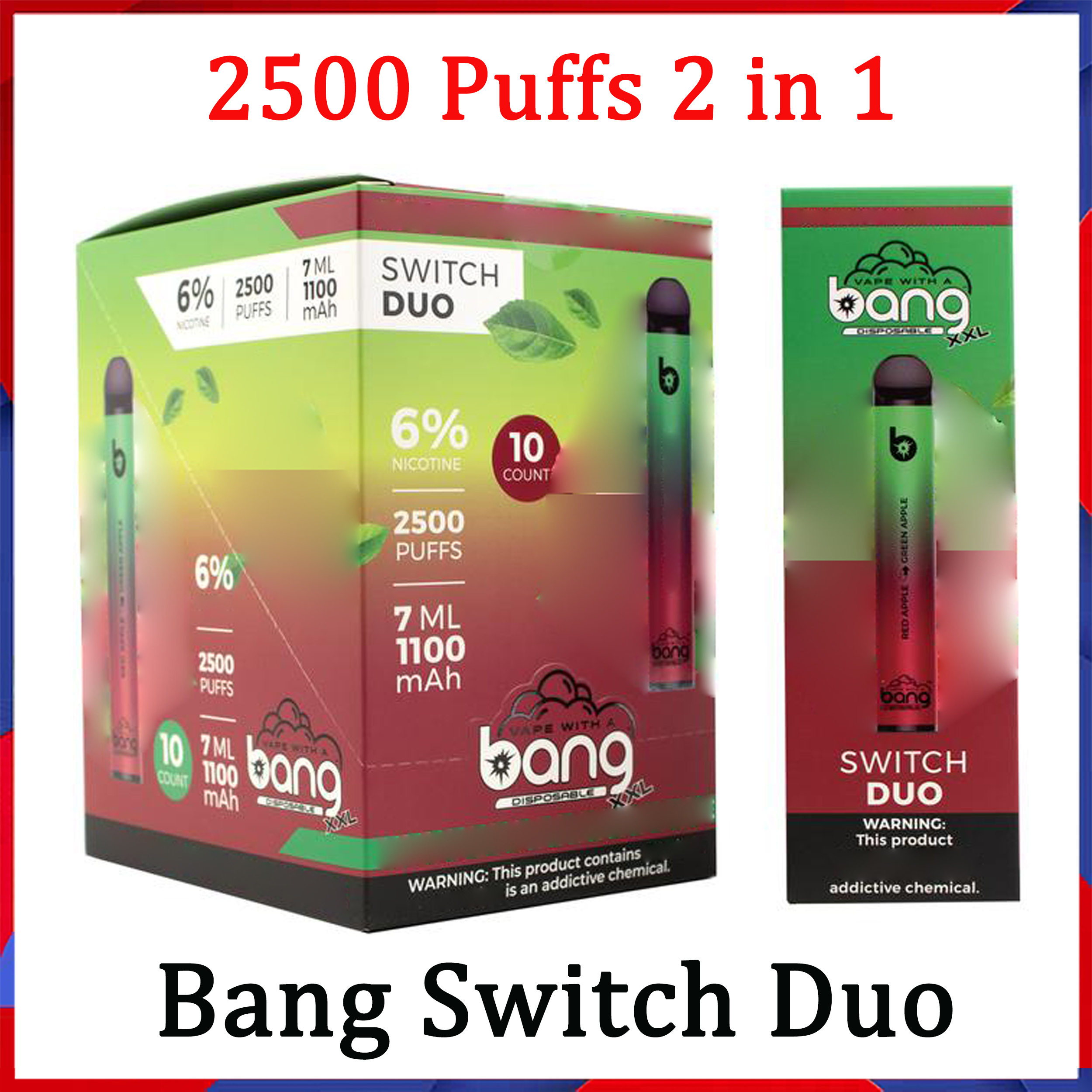 Bang XXL Switch Duo Disposable Vapes Pen Device Pod E Cigarette Kit 2500 Puffs 7ml 1100mAh 6% Oil Pods Vs Loy
Bang XXL Switch Duo Disposable Vapes Pen Device Pod E Cigarette Kit 2500 Puffs 7ml 1100mAh 6% Oil Pods Vs Loy