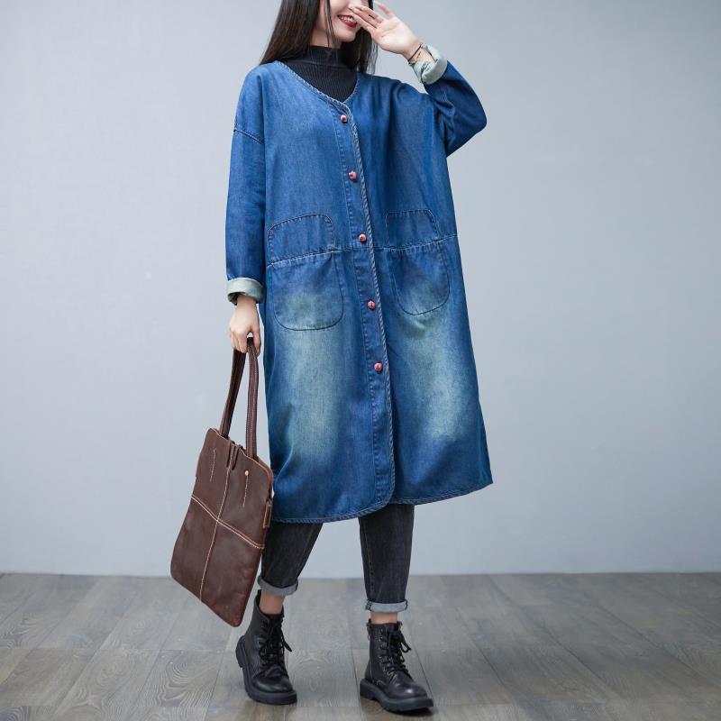 Women's Trench Coats Women Loose V Neck Denim Coat 2021 Spring Autumn Bleached Single Breasted Patchwork Outerwear Female, Blue
Women's Trench Coats Women Loose V Neck Denim Coat 2021 Spring Autumn Bleached Single Breasted Patchwork Outerwear Female, Blue