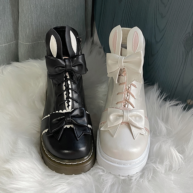 Winter Ear Bowknot Platform Hot Velvet Short Ankle Lolita Martin College Boots Round Head Rentals Up Z4vx, Black
Winter Ear Bowknot Platform Hot Velvet Short Ankle Lolita Martin College Boots Round Head Rentals Up Z4vx, Black