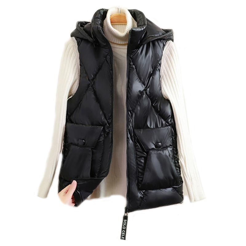 Women's Vests Cotton Waistcoat Big Pocket Vest Glossy Hooded Winter Body Warmer Padded Plus Size, Black;white
Women's Vests Cotton Waistcoat Big Pocket Vest Glossy Hooded Winter Body Warmer Padded Plus Size, Black;white