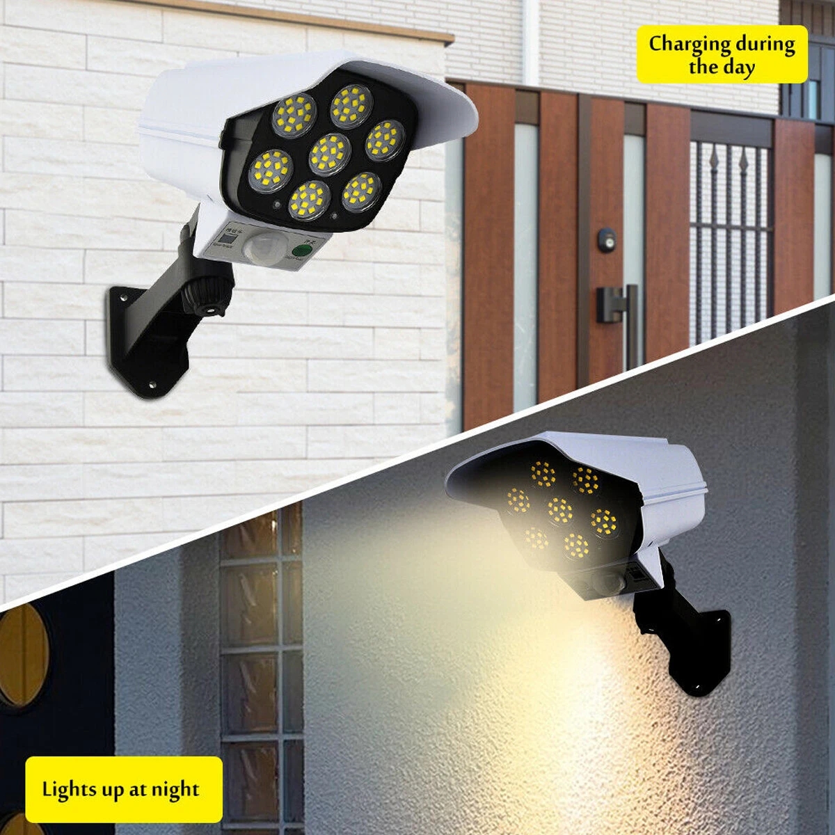 77LED Solar Powered Sensor Light Motion Sensor Outdoor Security Lamp Emulation Camera Waterproof IP65 - With Remote