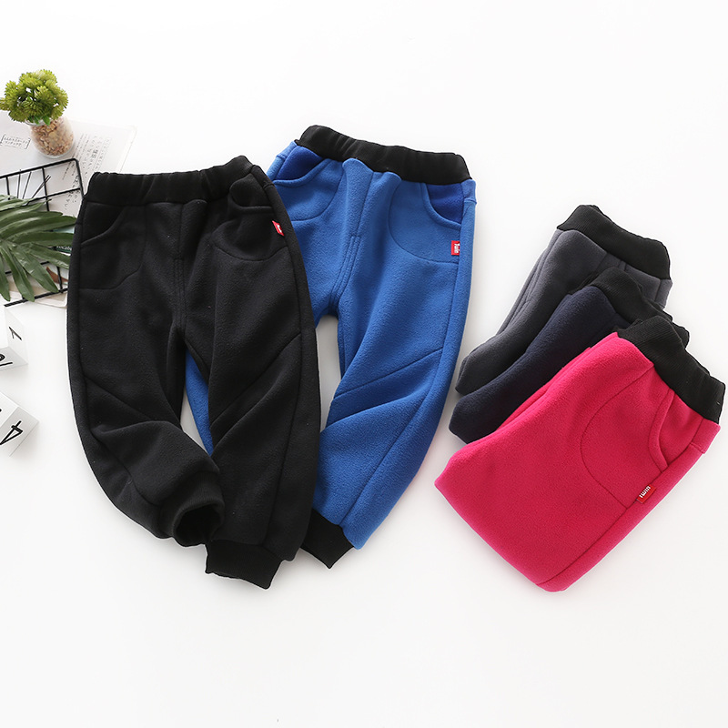 Autumn Winter Children's Pants Thick Warm Trousers For Kids Boys Fleece Pants Casual Girls Joggers Clothing 210303
