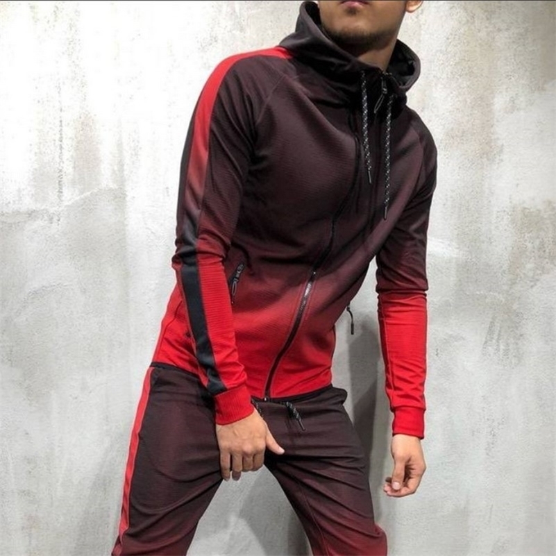 Men Fashion Print Gradient Color Hooded Jacket Coat New Male Long-sleeved Slim Zipper Coat Hip-hop Casual Sweatshirts LJ201222