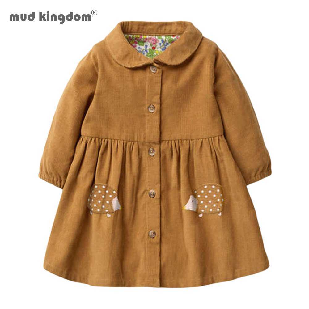 Mudkingdom Girls Dress Autumn Winter Long Sleeve Corduroy Kids Trench Coat Cute Cartoon Pattern Clothes 210615, Pink 
Mudkingdom Girls Dress Autumn Winter Long Sleeve Corduroy Kids Trench Coat Cute Cartoon Pattern Clothes 210615, Pink