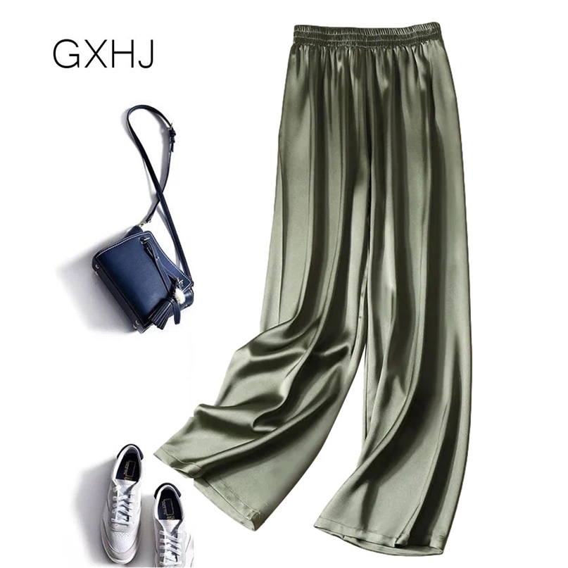 pantalon pour femme Women Straight Pants Wide leg full length Streetwear Loose Casual trousers satin elegant pants LHJ018 211115