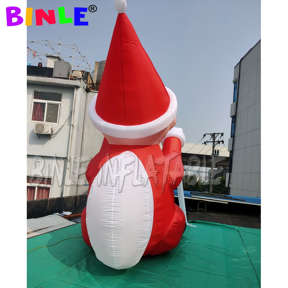 Custom Building Inflatable Climbing Santa With Gifts Mall Lighting Father Santas Claus For Christmas