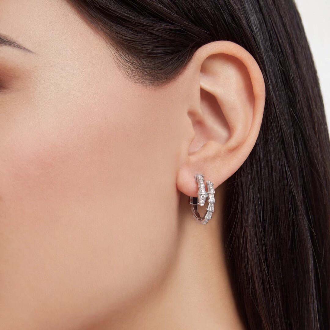 S925 silver top quality snake shape charm dangle stud earring with diamond in two colors plated for women man wedding jewelry gift have box stamp PS32