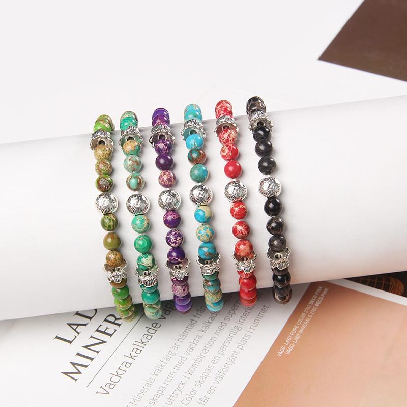 Beaded, Strands 6MM Beaded Bracelet Alloy Ball Charm 6 Color Imperial Jaspers Strand Beads Bangles For Women Men Vintage Ethinc Jewelry
Beaded, Strands 6MM Beaded Bracelet Alloy Ball Charm 6 Color Imperial Jaspers Strand Beads Bangles For Women Men Vintage Ethinc Jewelry