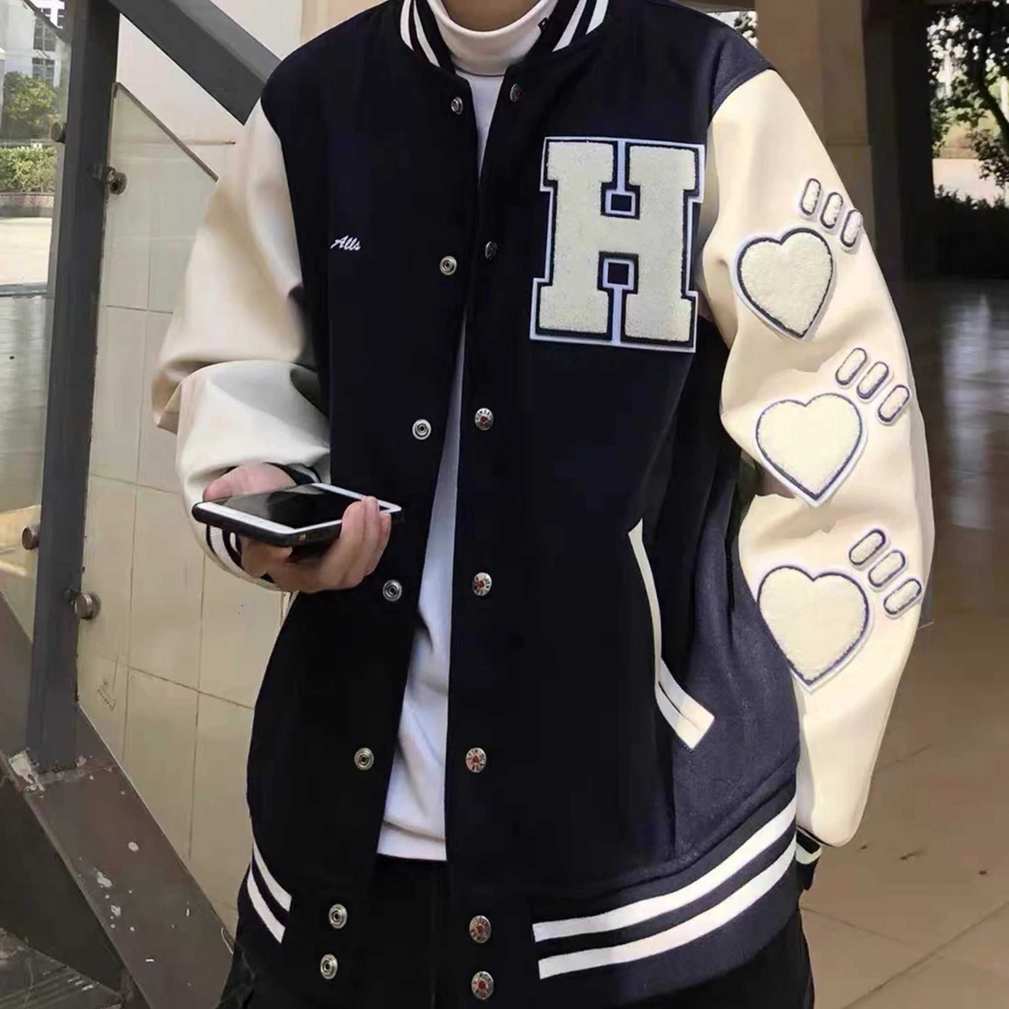 Hip Hop Varsity Jacket Mens Furry Letters Embroidery Color Block College Jackets Womens Harajuku Baseball Coats Unisex 210924