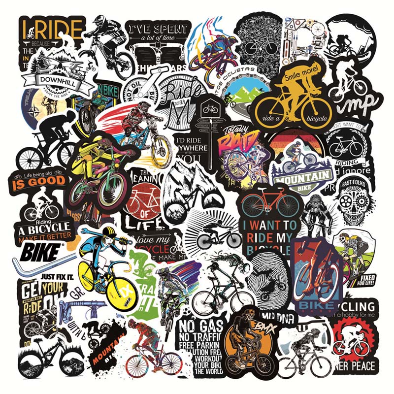 Outdoor Bicycle Design Car Stickers For Mountain Bike Riding Travel Luggage Car Skateboard Jump Motion Colorful Waterproof Decals
