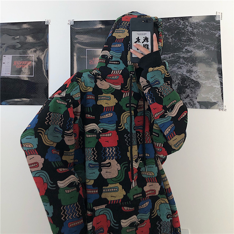 Print Sweatshirt Women Hoodies Oversized Hoodie Harajuku Kpop Hood Hooded Woman Loose Bf Student Coat Sudadera Mujer Streetwear 201211