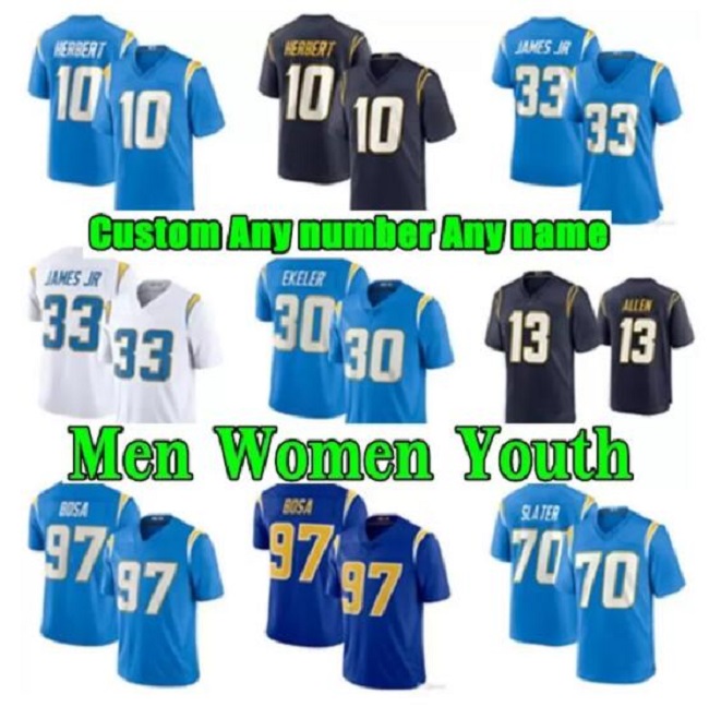 Los Men Women Youth 10 Justin Herbert Football jersey Angeles 13 Keenan Allen 97 Joey Bosa Austin Ekeler 33 Derwin James Jr high quality Stitched Chargersjerseys, As shown in illustration
Los Men Women Youth 10 Justin Herbert Football jersey Angeles 13 Keenan Allen 97 Joey Bosa Austin Ekeler 33 Derwin James Jr high quality Stitched Chargersjerseys, As shown in illustration