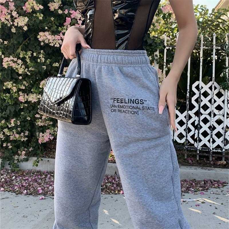 Lusofie Wide Leg SweatPants Harajuku Joggers Fall Women Trousers High Waist Pants Streetwear Korean Casual Pant Femme 211115