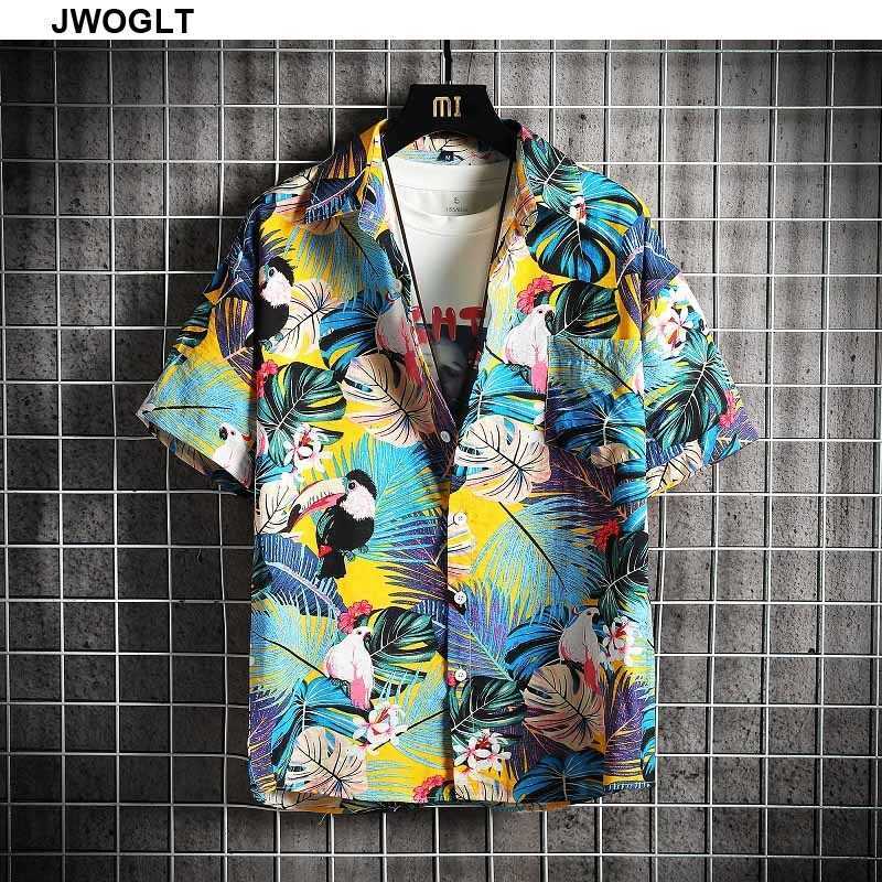 Summer Cool Comfort Men's Beach Shirt Fashion Short Sleeve Floral Loose Casual Button Down Hawaiian Shirts 4XL 5XL 210528