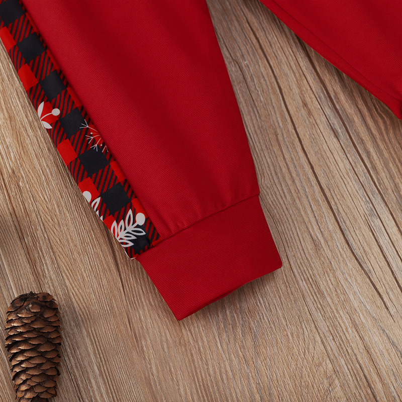 Xmas Newborn Girls Clothes Sets Spring Autumn Fashion Girl Outfits Red Checked Hooded Long Sleeved Snowflake Printed Bady Suit Kids Clothing