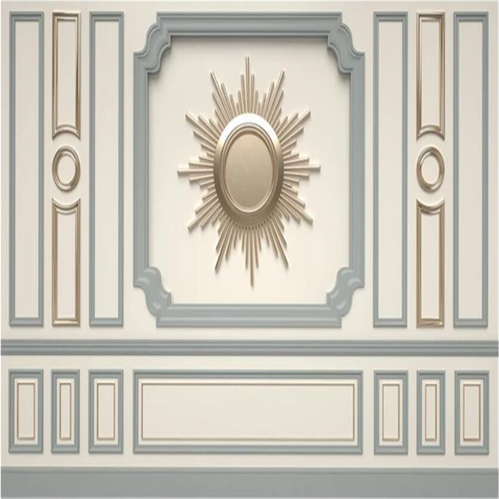Custom wallpaper 3d simple European gold decorative lattice TV background wall living room 3d wallpaper
