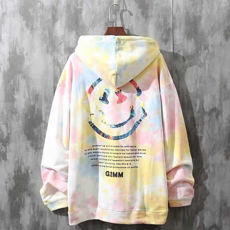 Trendy tie dye gradual change sweater men's trendy hip hop loose trend large size smile face thickened BF couple coat autumn and winter, Light pink
Trendy tie dye gradual change sweater men's trendy hip hop loose trend large size smile face thickened BF couple coat autumn and winter, Light pink