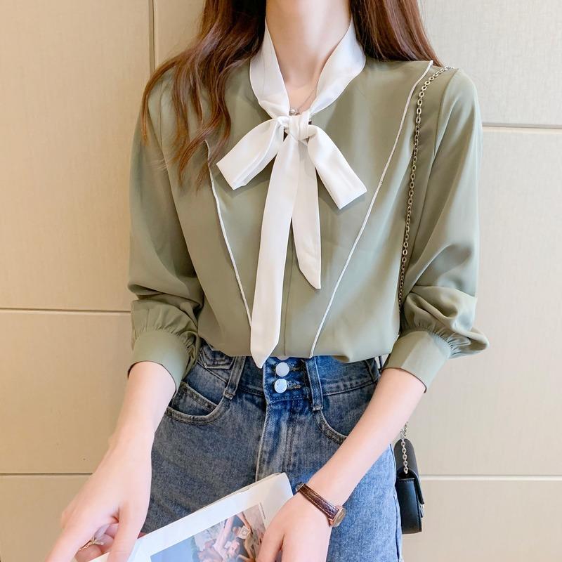 Women' Blouses & Shirts Fashion Ol Office Lady Long Sleeve Elegant Chic Drawstring Bow Design Blusas Mujer Fall 2021 Arrivals Women Tops, Green
Women' Blouses & Shirts Fashion Ol Office Lady Long Sleeve Elegant Chic Drawstring Bow Design Blusas Mujer Fall 2021 Arrivals Women Tops, Green