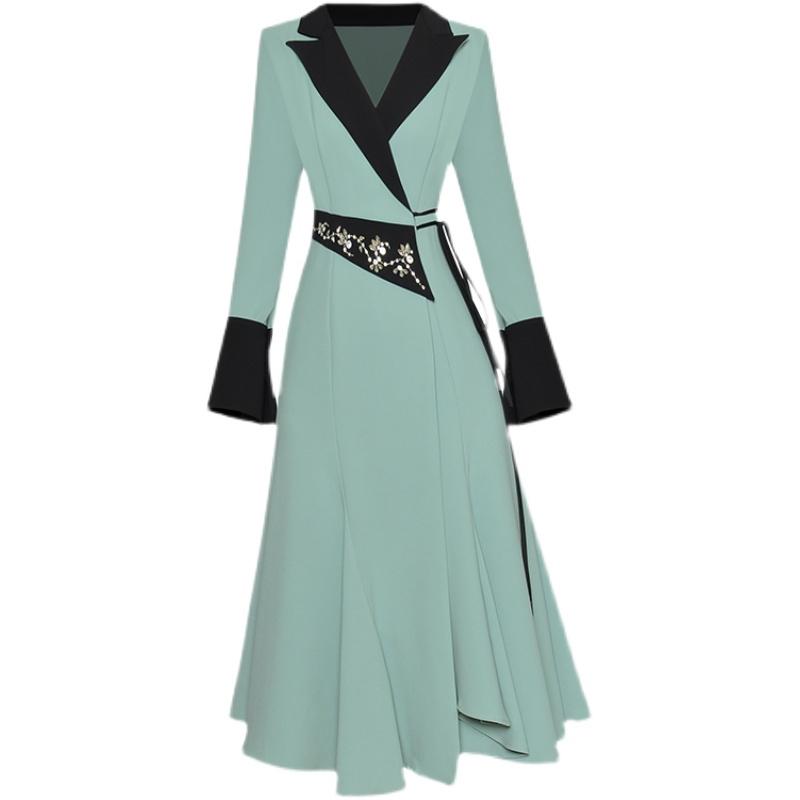 Casual Dresses Fashion Elegant Dress Women 2021 Designer Notched Collar Office Long Sleeve Color Block Luxury Diamonds Beading Wrap Sexy, Green
Casual Dresses Fashion Elegant Dress Women 2021 Designer Notched Collar Office Long Sleeve Color Block Luxury Diamonds Beading Wrap Sexy, Green