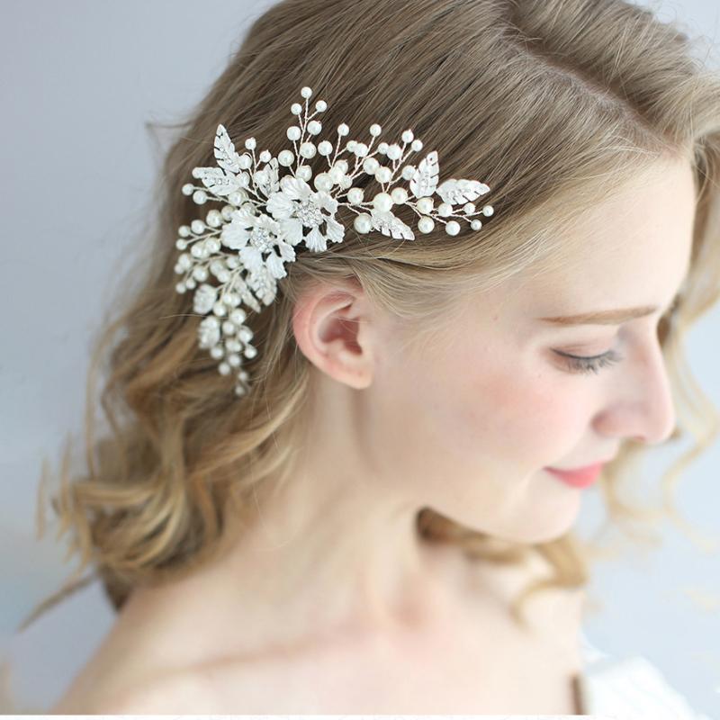 

Headpieces Bridal Alloy Pearls Rhinestone Headpiece With Comb Handmade Headwear Wedding Party Ivory Bridesmaid Hair Vine Head Accessory