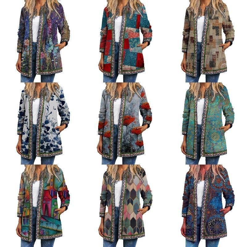Women's Jackets Winter 2021 Cardigan Vintage Ethnic Floral Printed Long Sleeve Tunic Ladies Loose Outerwear Coat Wool Blends, White
Women's Jackets Winter 2021 Cardigan Vintage Ethnic Floral Printed Long Sleeve Tunic Ladies Loose Outerwear Coat Wool Blends, White