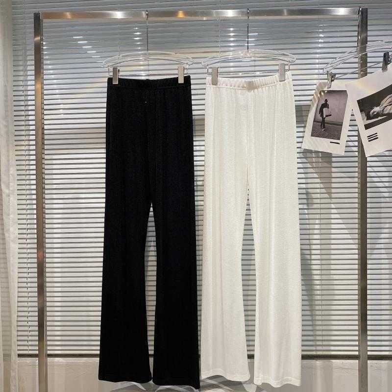 DEAT Women High Waist Stretch Ice Silk Drape Pants Arrivals Temperament Fashion Spring Summer 11D1375 210709