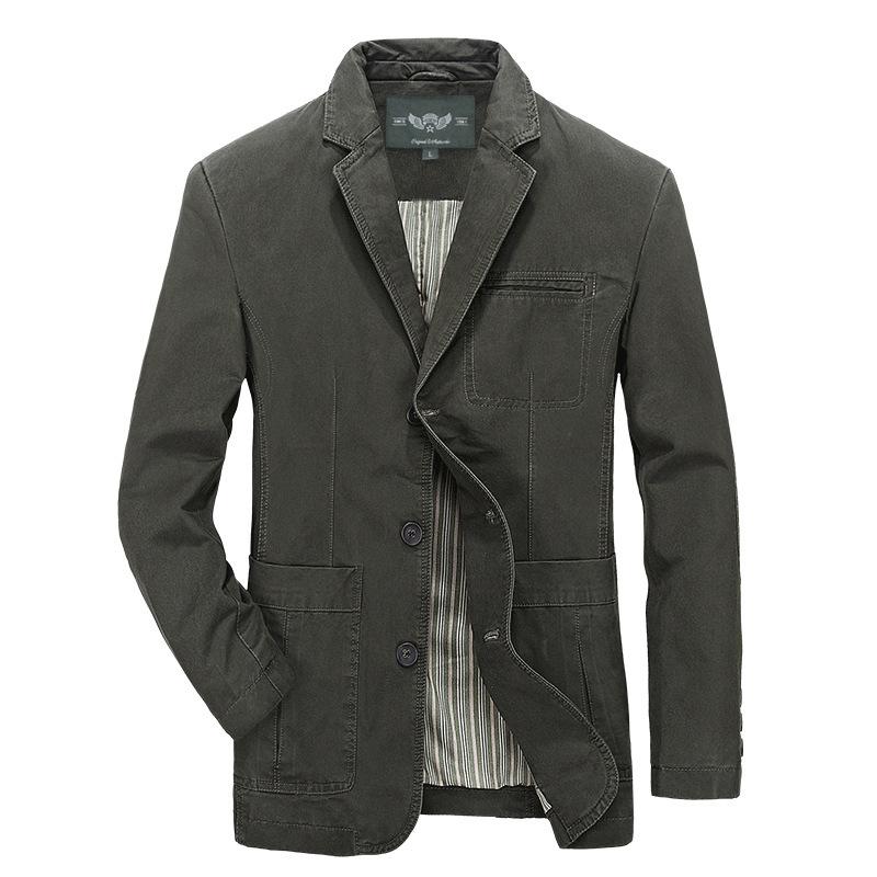 Men's Jackets Military Blazer Jacket Men Spring Autumn Casual Cotton Washed Coats Army Bomber Suit Denim Cargo Trench Plus Size 5XL