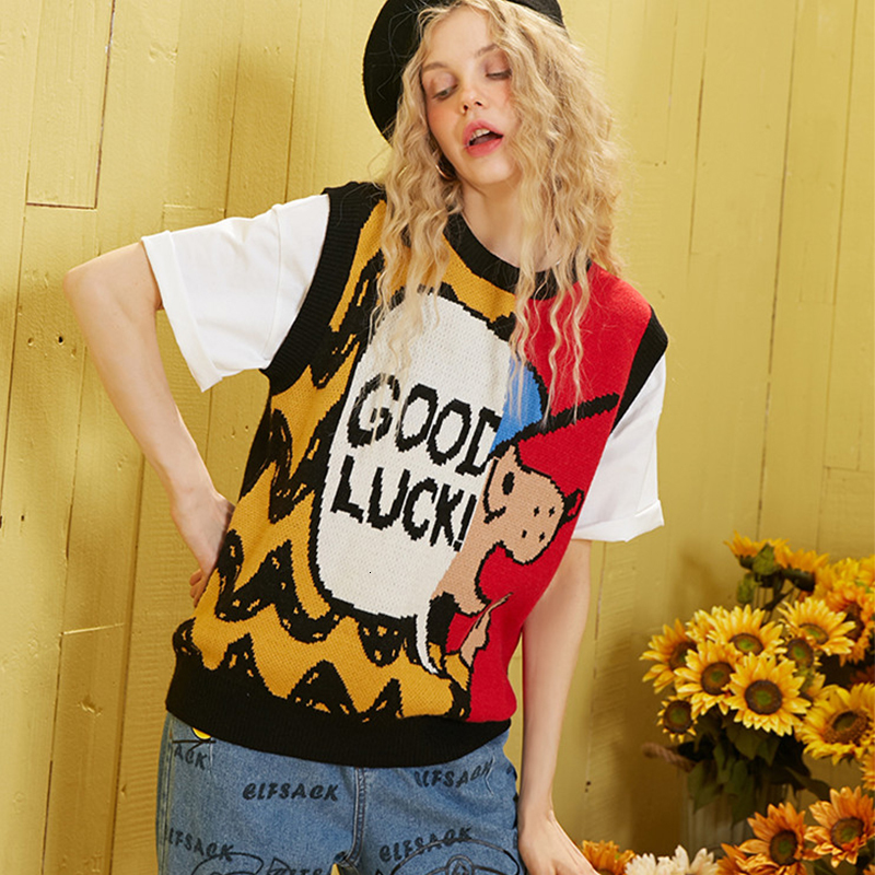 2021 Funny Cartoon Jacquard Preppy Style Sweater Vest Women Tank Tops O-neck Autumn New Fashion Streetwear Casual Chic Multi Wear A2ko, Orange
2021 Funny Cartoon Jacquard Preppy Style Sweater Vest Women Tank Tops O-neck Autumn New Fashion Streetwear Casual Chic Multi Wear A2ko, Orange