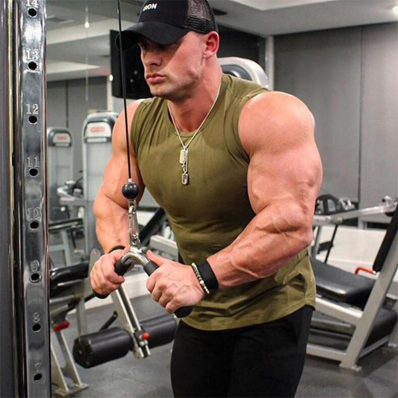 Men's Compression Sleeveless Tight Shirt Fitness Mens Blank Tank Top Workout Vest Cotton Muscle Tank Top Gyms Cothing 210308
