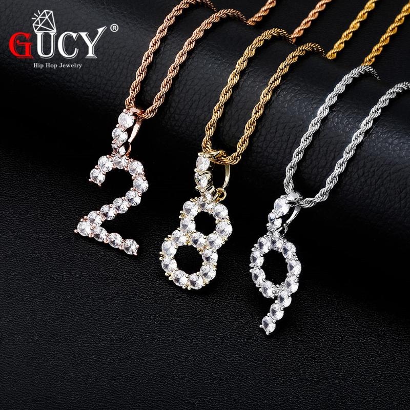 Pendant Necklaces GUCY 1-9 Number & Necklace Gold Silver Color Iced Out Cubic Zircon Hip Hop Jewelry For Men Women
Pendant Necklaces GUCY 1-9 Number & Necklace Gold Silver Color Iced Out Cubic Zircon Hip Hop Jewelry For Men Women