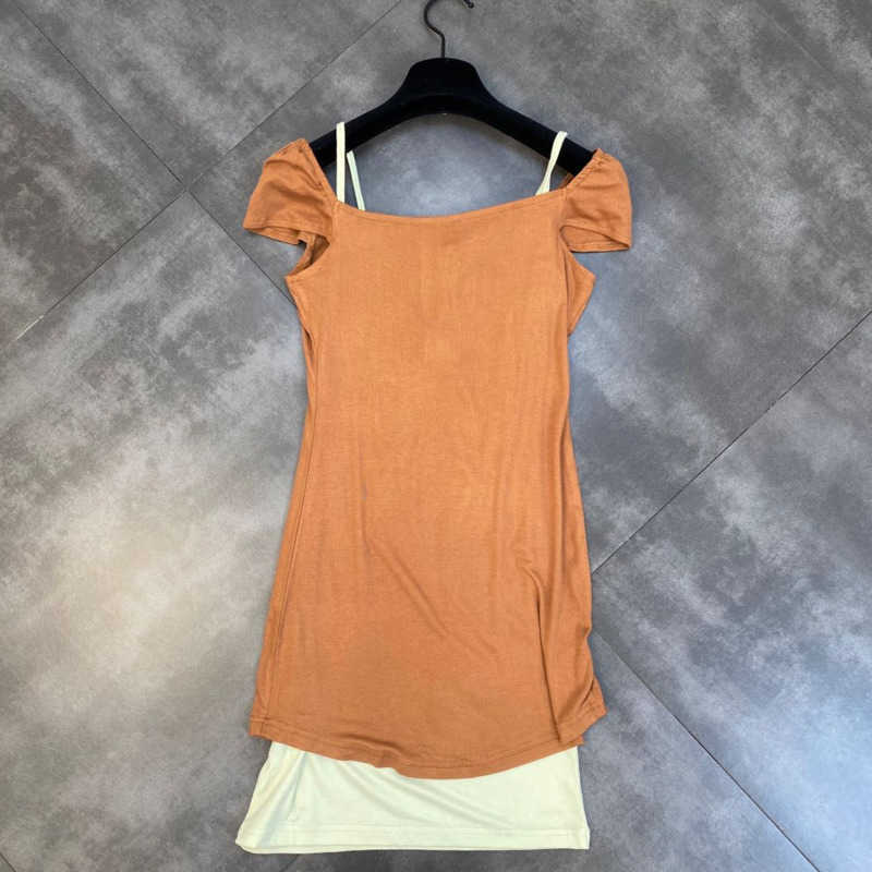 DEAT Women Dress Square Neck Short Sleeve Arrivals Lady Sexy Temperament Fashion Spring Summer 11D1902 210709