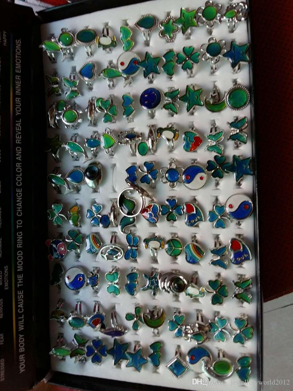 mood temperature sensing mood ring alloy cartoon open mouth mood ring mix style 100pcslot