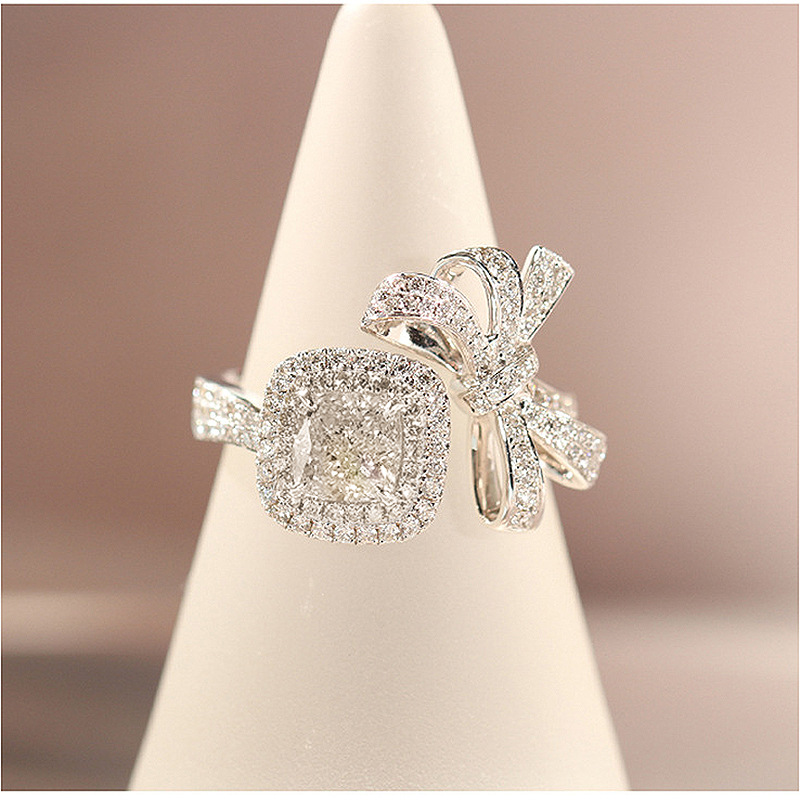 Bowknot Style Female Lab Diamond Ring 925 sterling silver Bijou Engagement Wedding band Rings for Women Bridal Party Jewelry