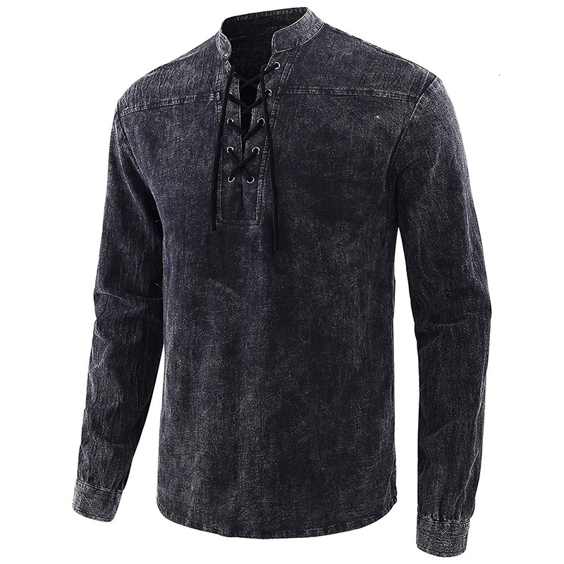 2021 New Men's Tie-dye Sleeved Tops Lace Up Stand-up Spring Casual Top Tops&tees Mandarin Collar Long Shirt v Neck Bandage t Shirts Dgrl, Black
2021 New Men's Tie-dye Sleeved Tops Lace Up Stand-up Spring Casual Top Tops&tees Mandarin Collar Long Shirt v Neck Bandage t Shirts Dgrl, Black