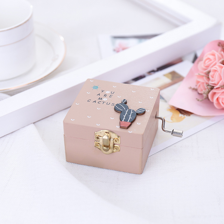 sic Box Solid Wooden With Mirror Hand Made Creative Cactus Design Craft Exquisite sical Gifts Free DHL Free shipping