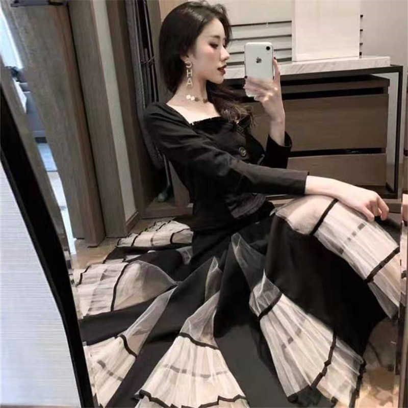 Vintage Elastic High Waisted Pleated Skirt Women Mesh Half Body A-line Long Bubble tulle Skirts Elegant Spring Summer 210619wtt