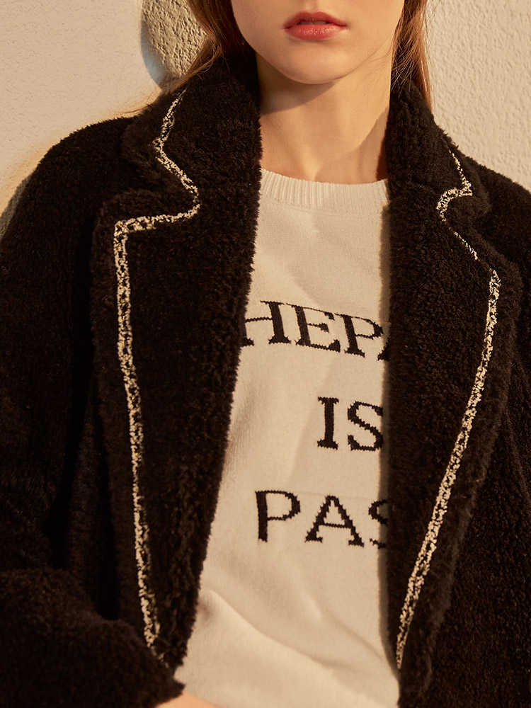 Minimalism Winter Women's Coat Fashion 100shmere Patchwork Lapel Knee-lengthWinter WomenWinter Women 1369 210527